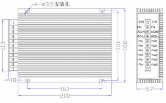 500W DZAEC500S系列 无间断备份电源外形图